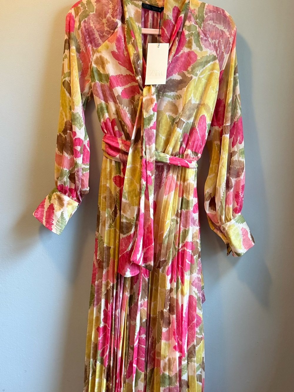 Zara Pink Yellow Green Floral Lightweight Dress XS - Picture 16 of 16